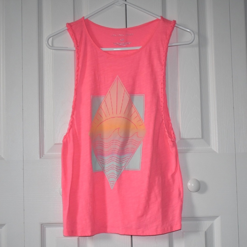 Bright Pink Sunrise Braided Strap Tank